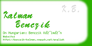 kalman benczik business card